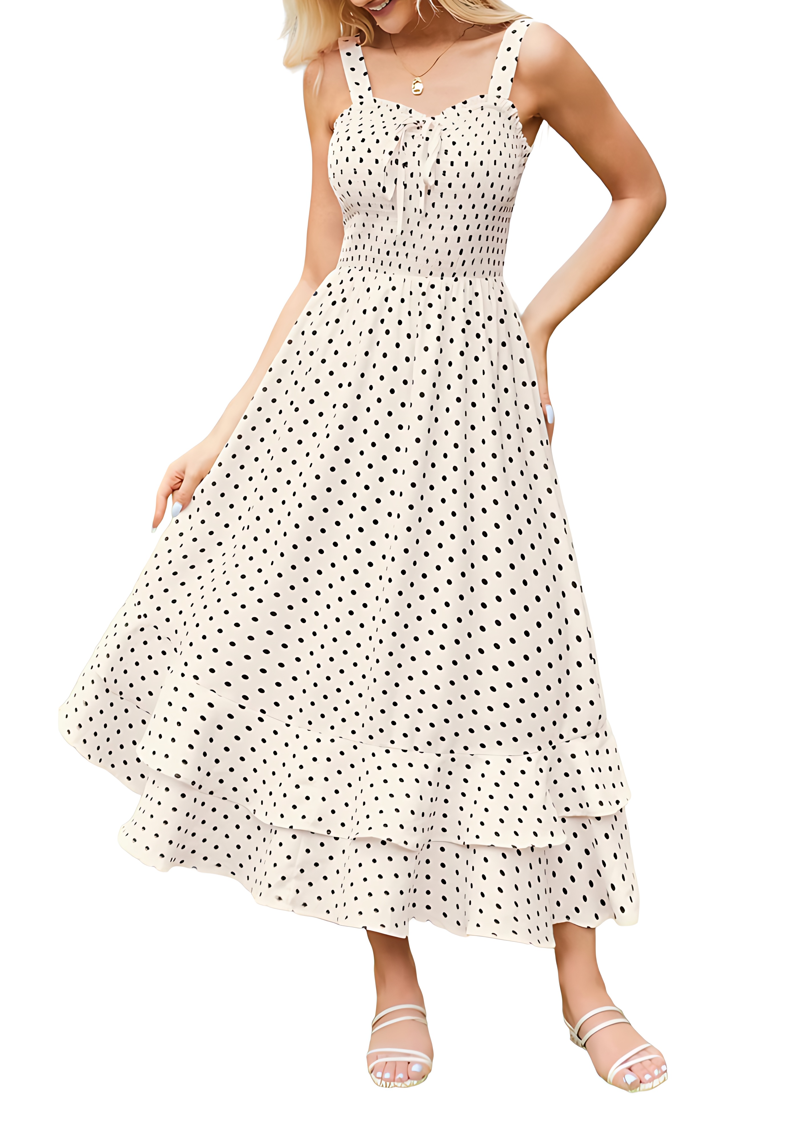 Floral Boho Maxi Sundress with Smocked Top and Tiered Ruffles