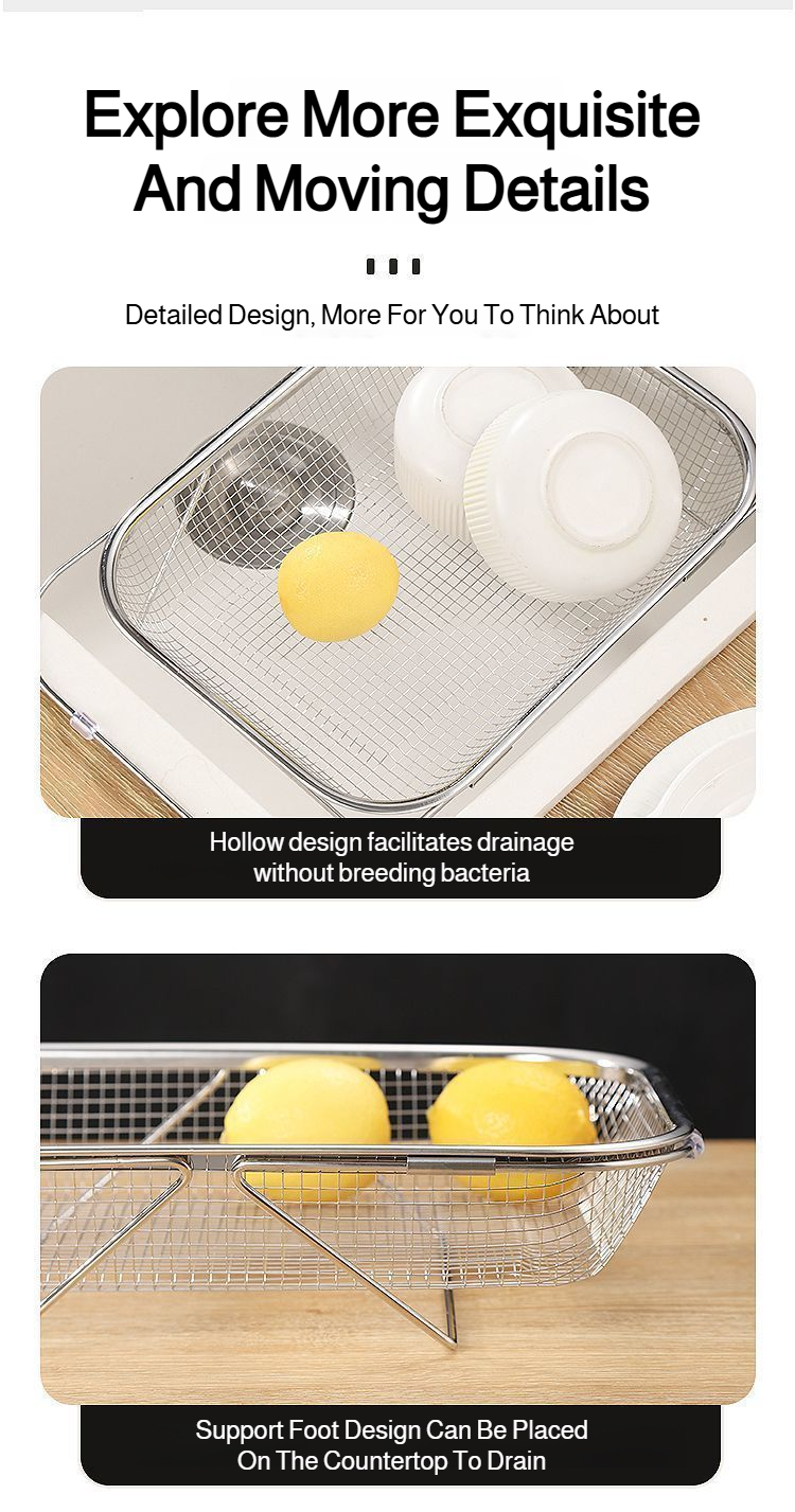 Rustproof stainless steel drain basket over sink