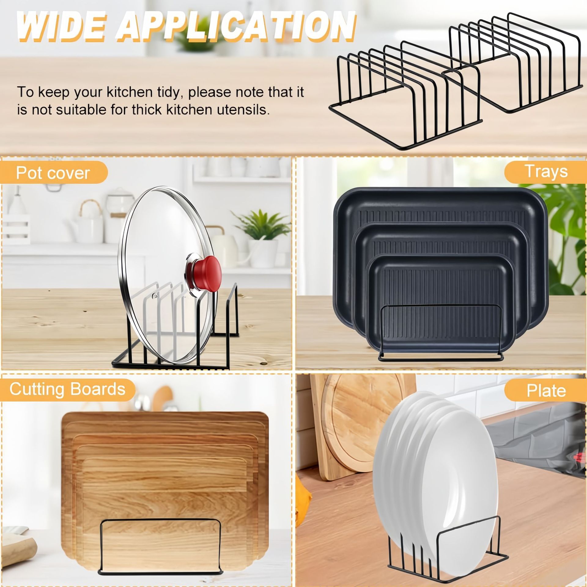 Compact cutting board holder on kitchen countertop