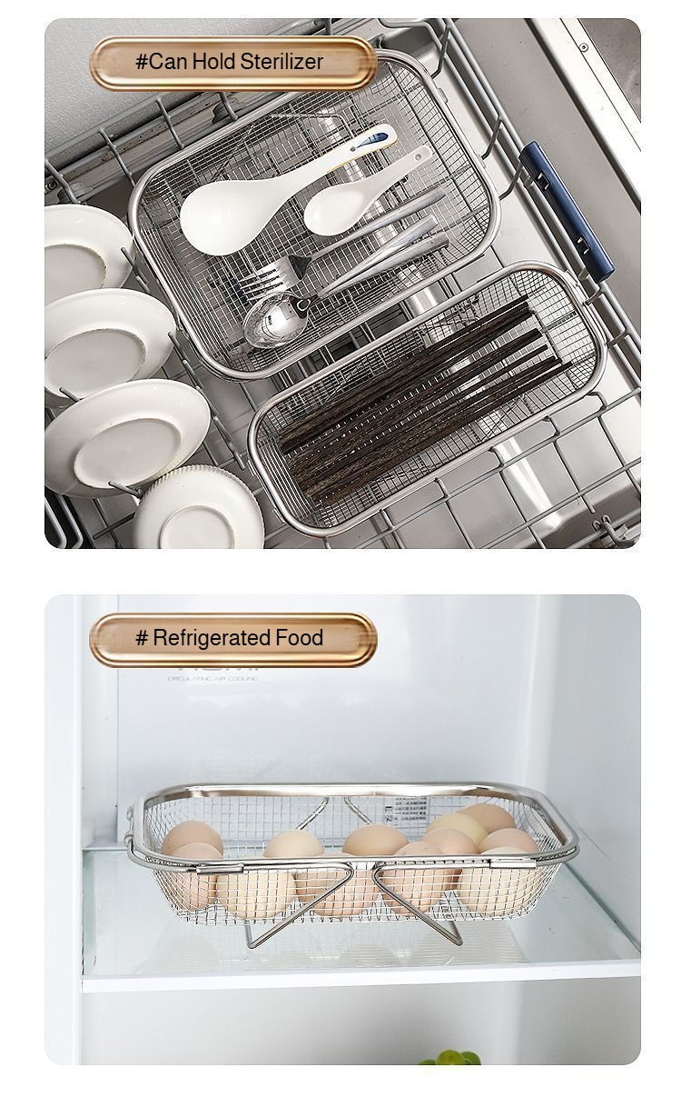 Durable stainless steel colander basket in sink