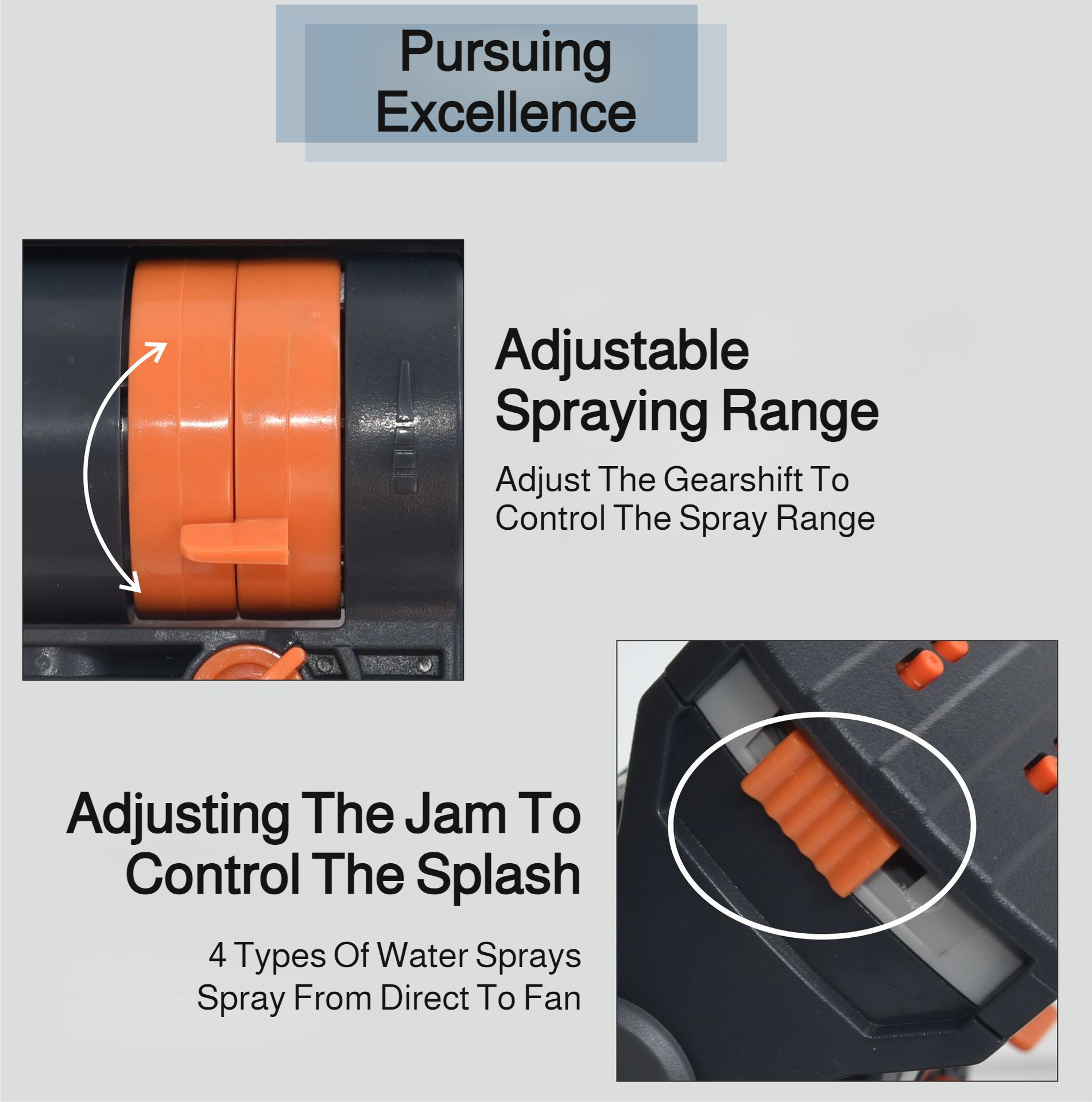 Handheld sprayer nozzle for simple garden care