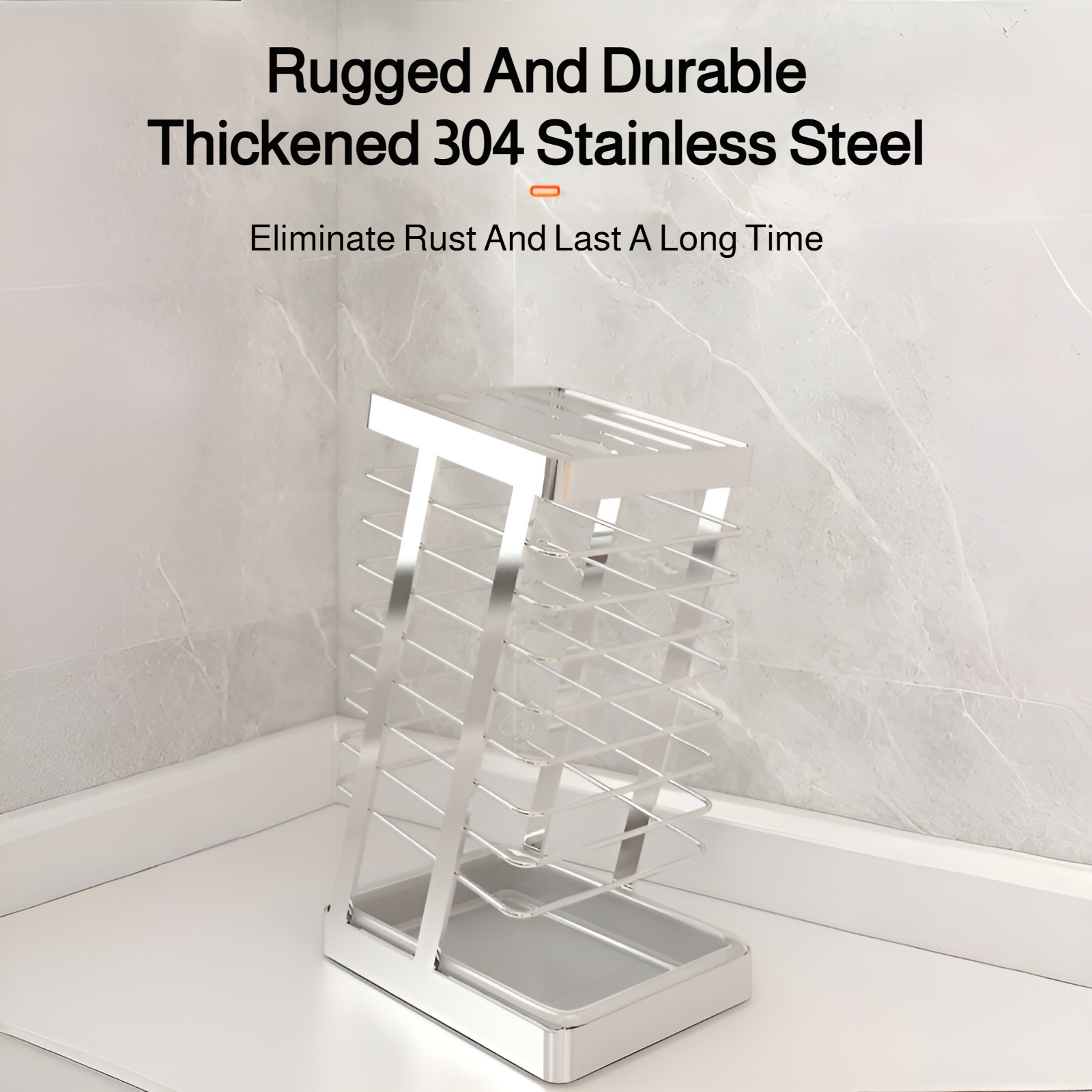 Durable stainless steel knife rack for countertop