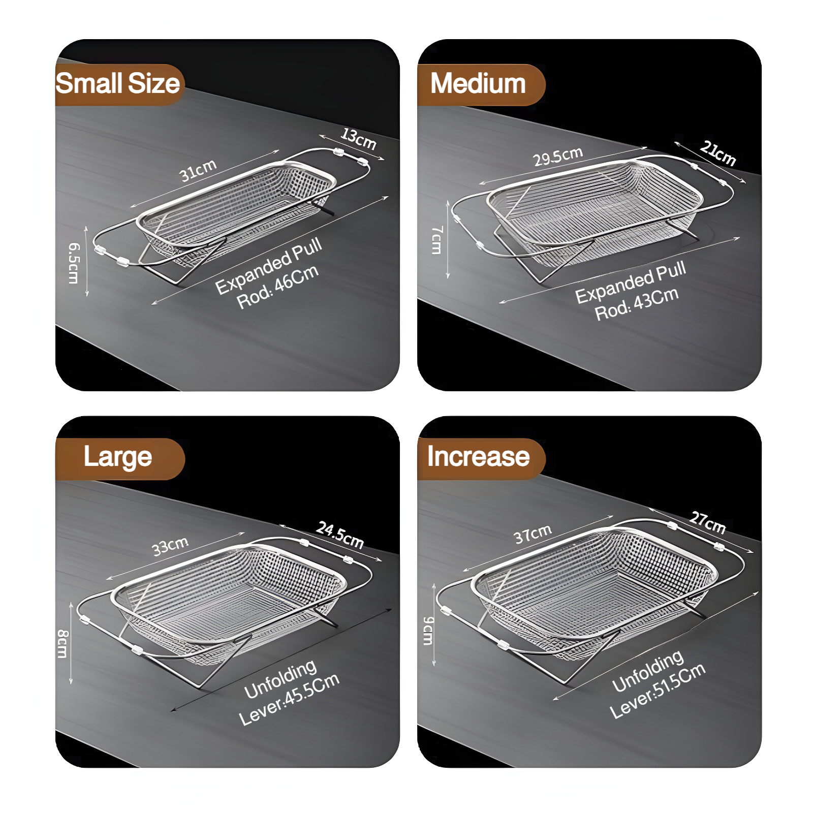 Space-saving sink drain basket for fruits and dishes