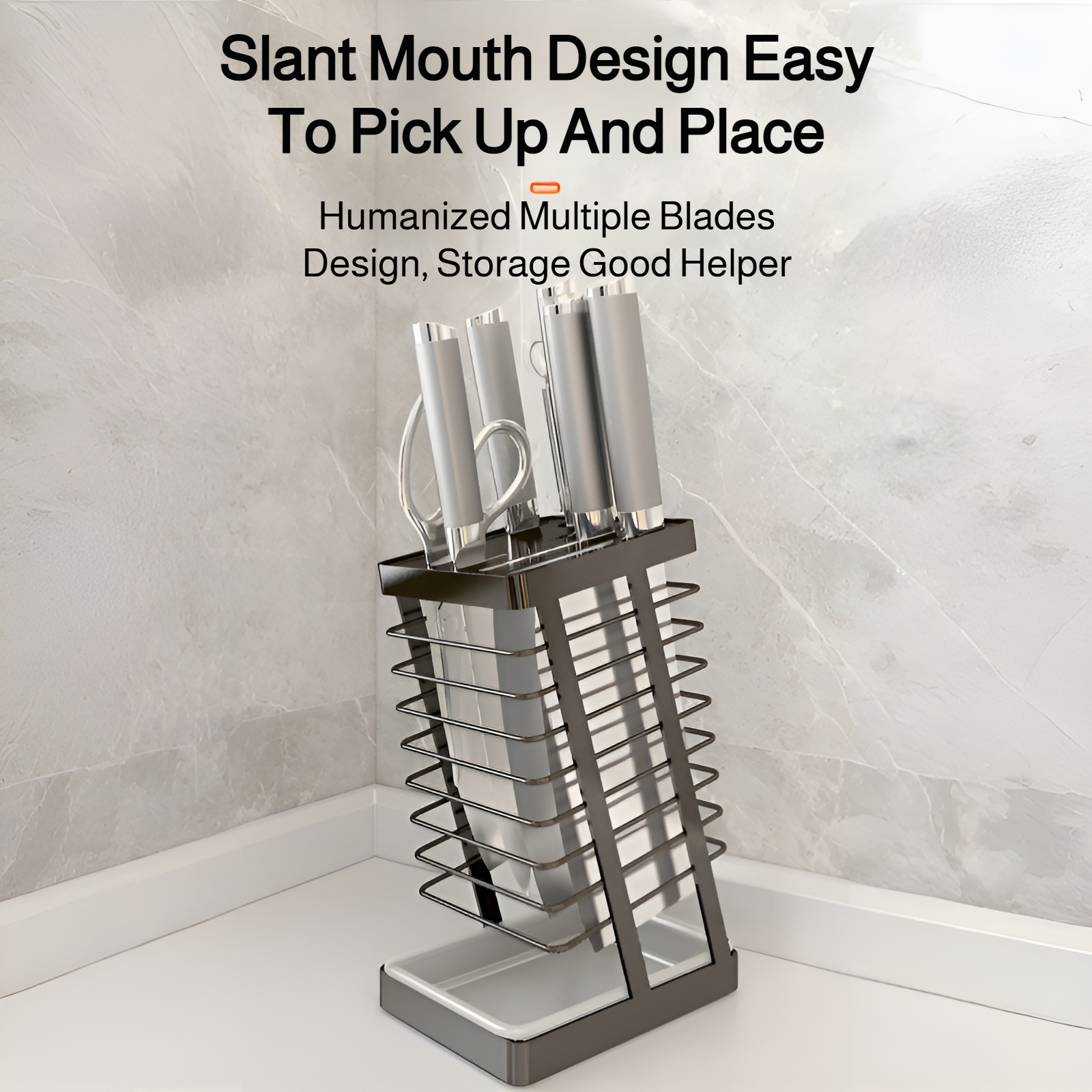 Space-saving kitchen knife rack with utensil holder