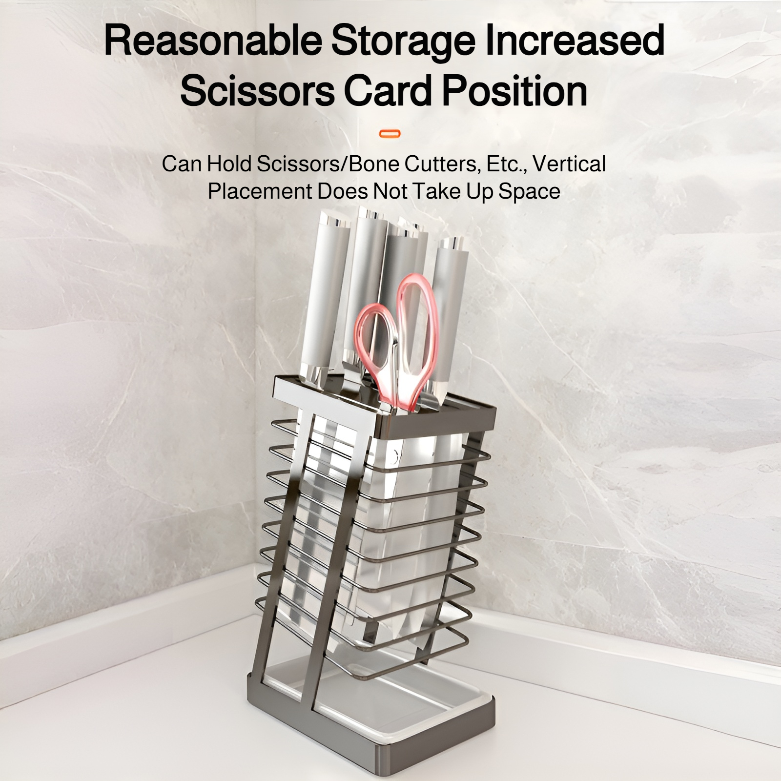 Rustproof stainless steel knife holder for kitchens