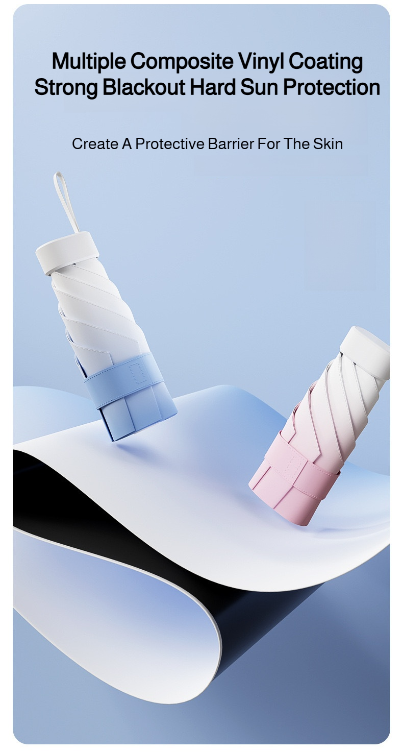 Dual-use umbrella showing UV blocking vinyl layer