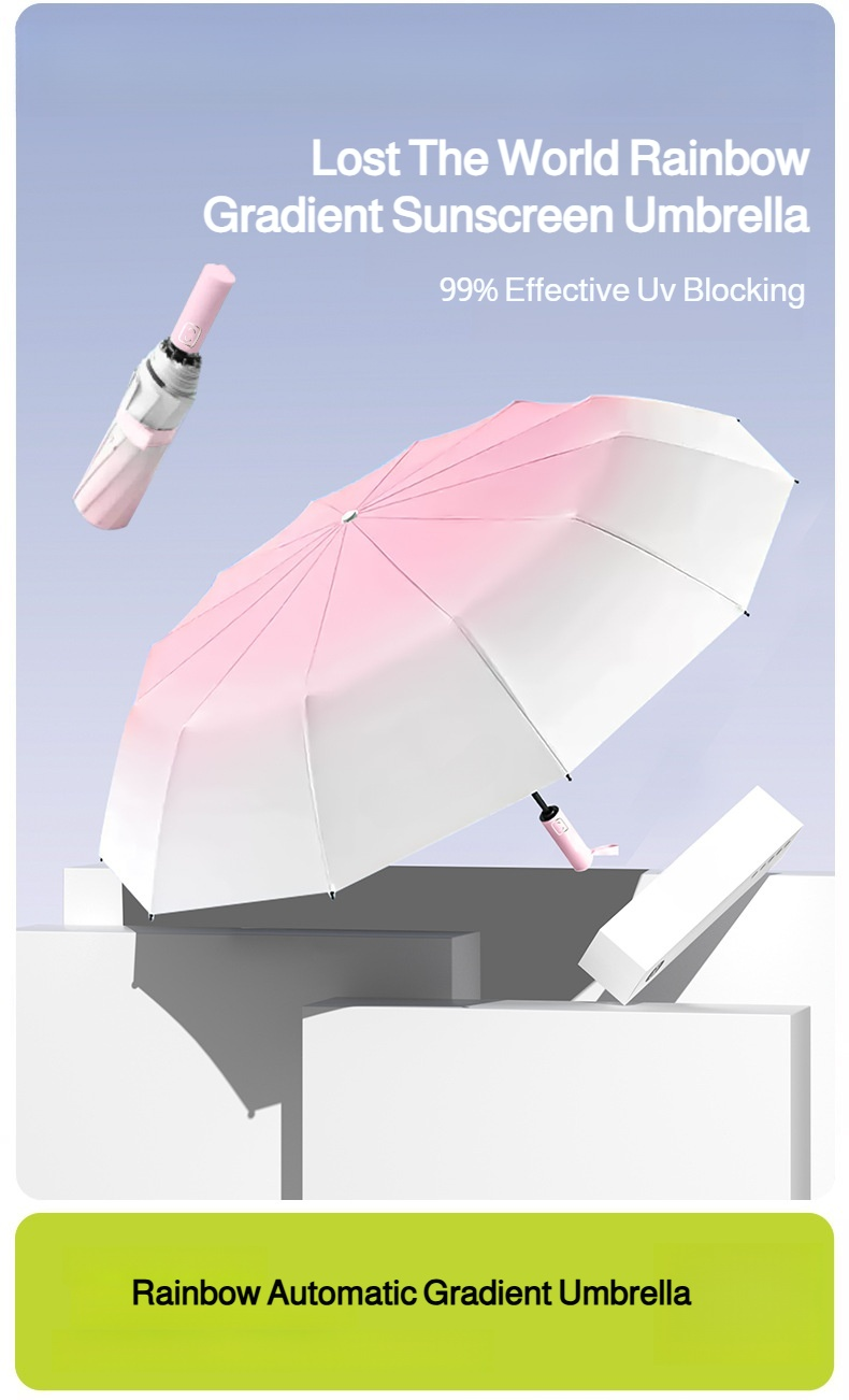 Men's large automatic sunscreen umbrella with gradient color