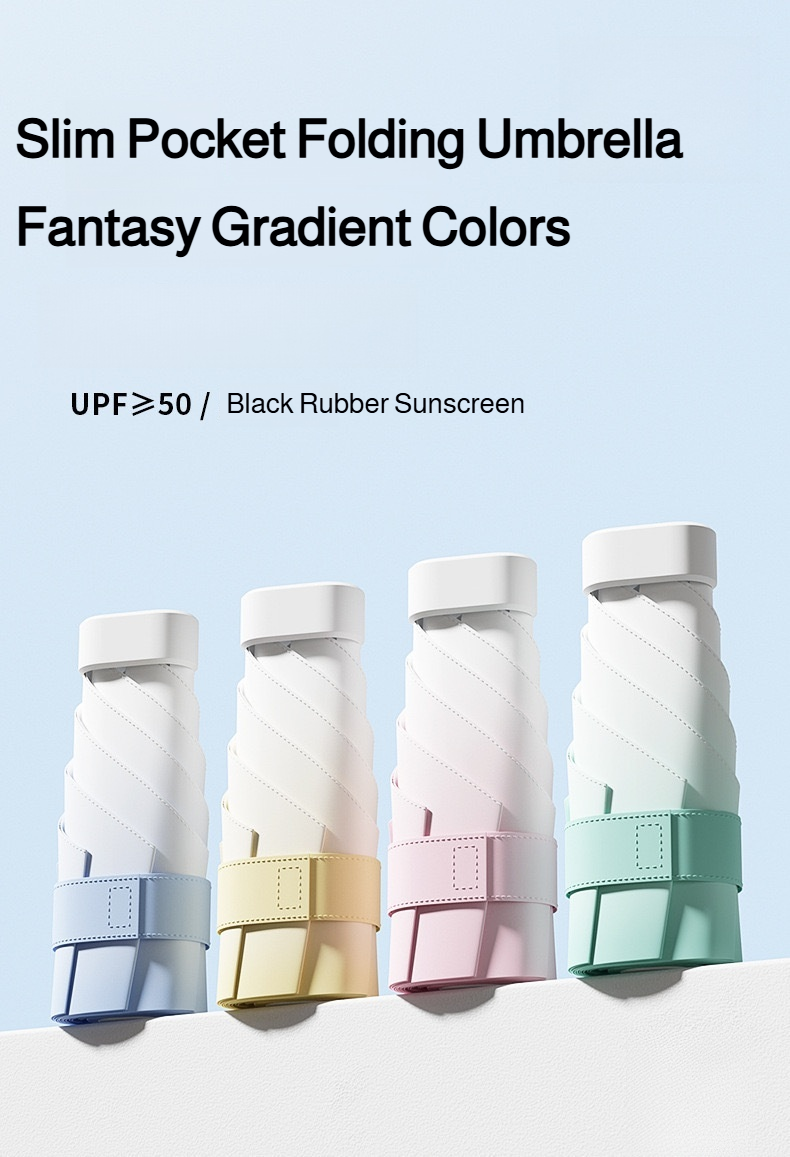 Portable vinyl sunscreen umbrella folded and compact