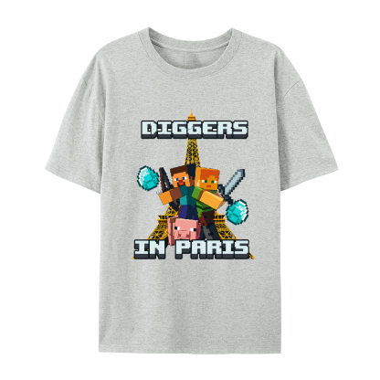 Diggers In Paris Funny Minecraft Shirt Featuring Hilarious Meme and Parody Design