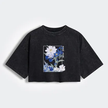 Blossoms Of The Firmament Women's Washed Crop T-Shirt