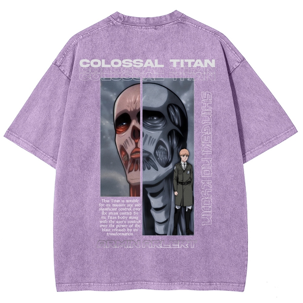 Attack on Titan Anime Acid Washed Oversize T-Shirt