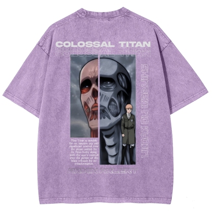 Attack on Titan Anime Acid Washed Oversize T-Shirt