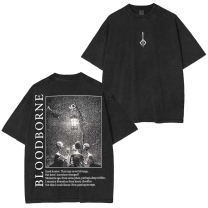 Bloodborne Hunter and Lamp Messengers Vintage Washed Unisex T-Shirt