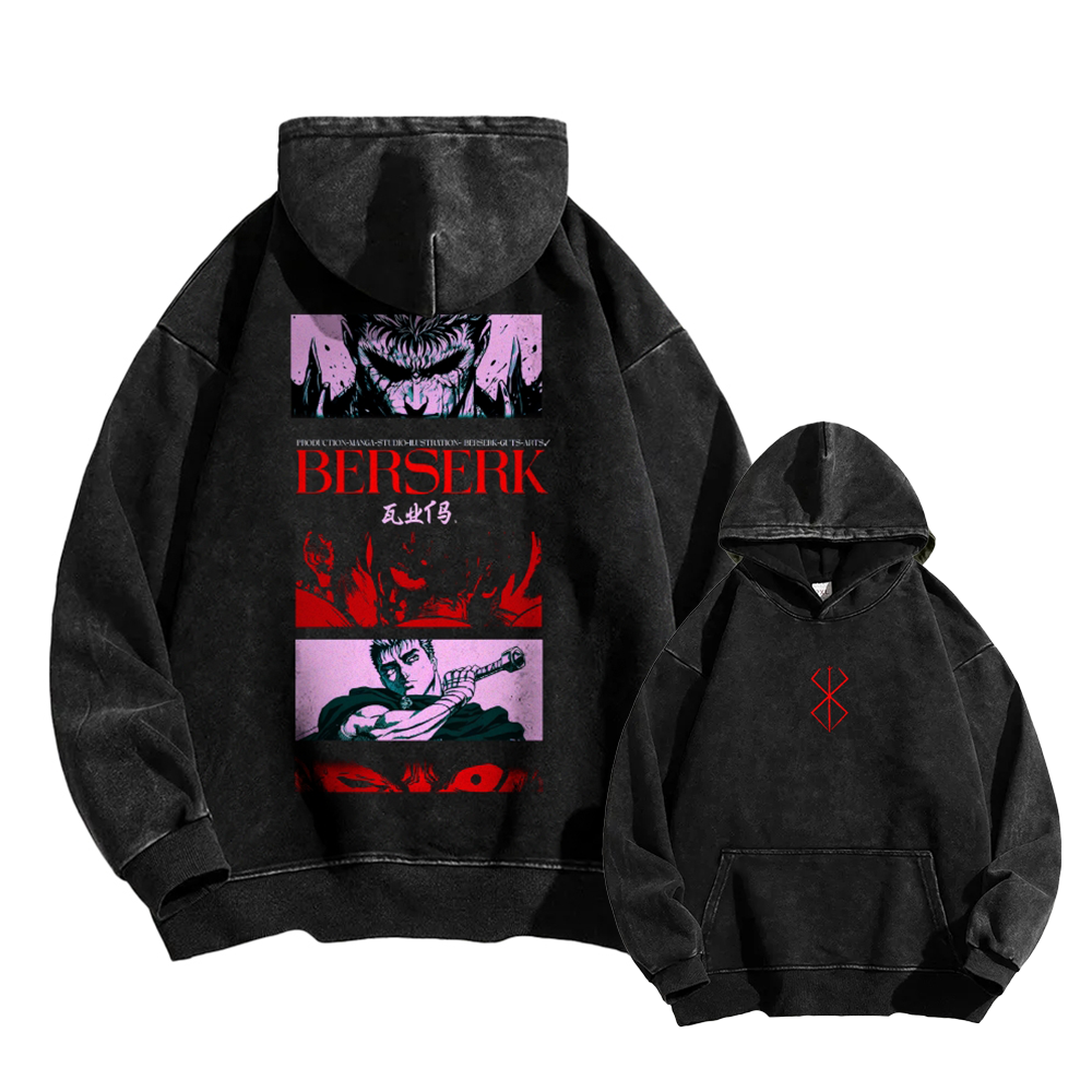 Berserk Casual Washed Hoodie 2509021410