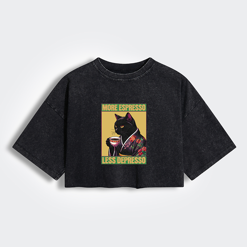 Up Caffeine Down Depression Women's Washed Crop T-Shirt