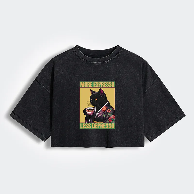 Up Caffeine Down Depression Women's Washed Crop T-Shirt