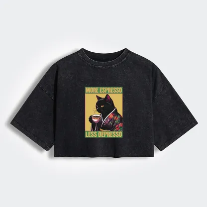 Up Caffeine Down Depression Women's Washed Crop T-Shirt