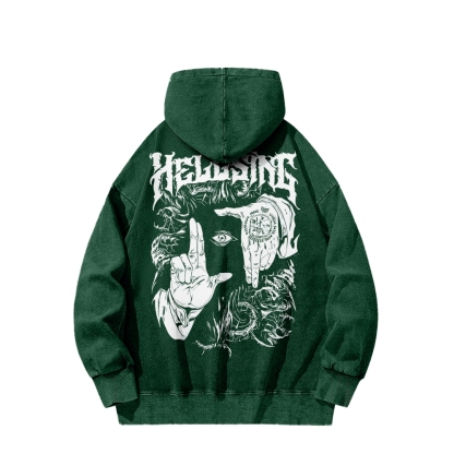 Alucard Hellsing Hand Signs Washed Hoodie
