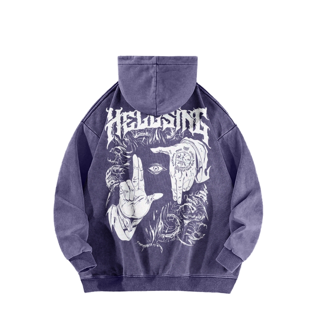 Alucard Hellsing Hand Signs Washed Hoodie