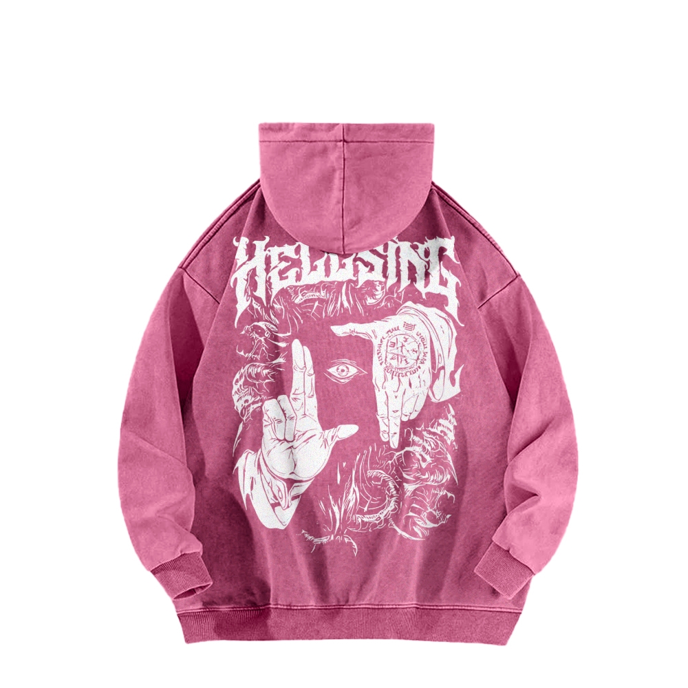 Alucard Hellsing Hand Signs Washed Hoodie