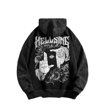 Alucard Hellsing Hand Signs Washed Hoodie