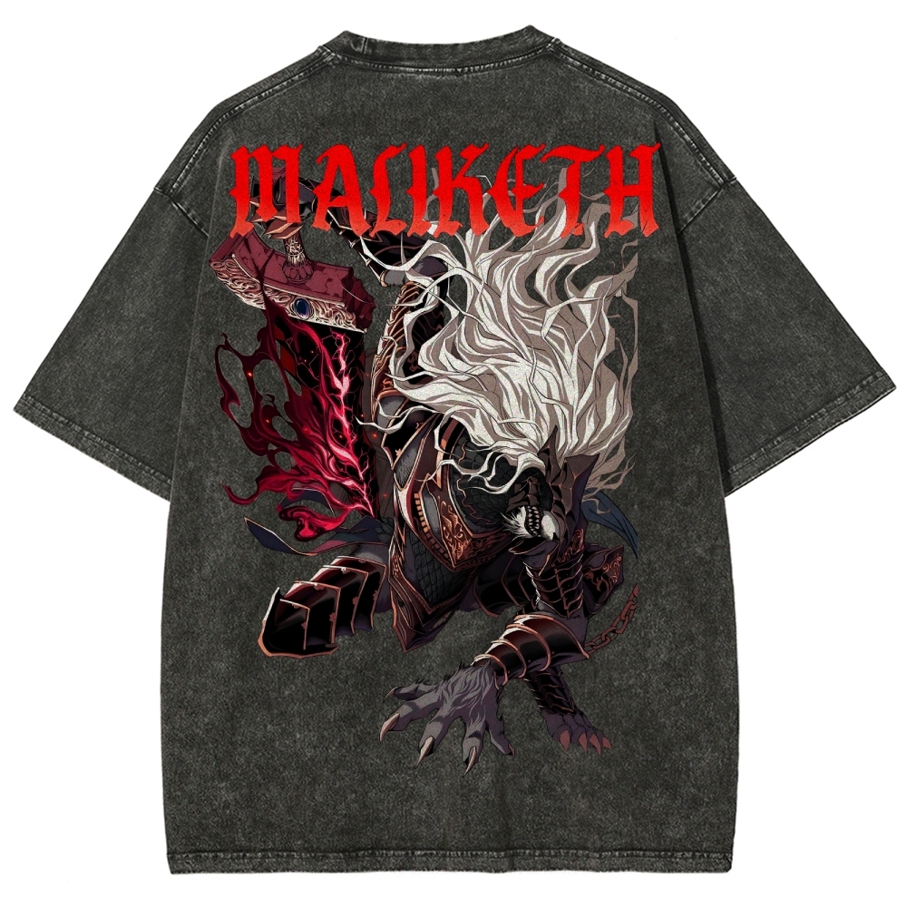 Elden Ring Retro Limited Vintage Maliketh, The Black Blade  Collection Game Oversized Washed Tee 