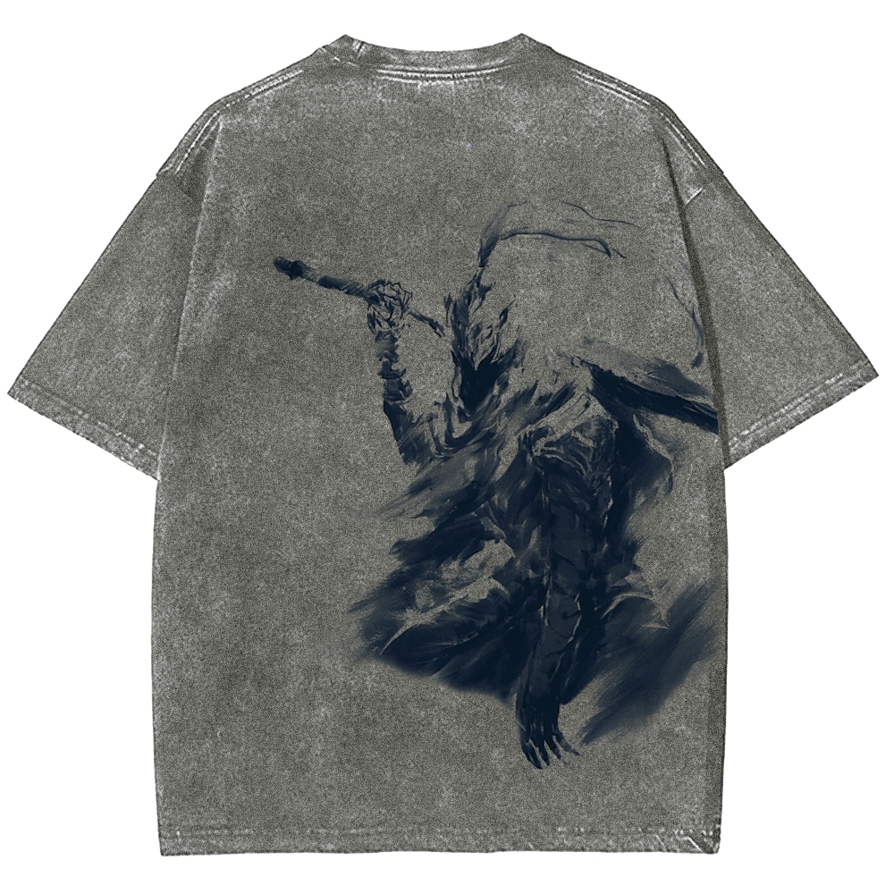 Vintage Wash TShirt, Soulsborne Inspired, Video Game Aesthetic, Metal 