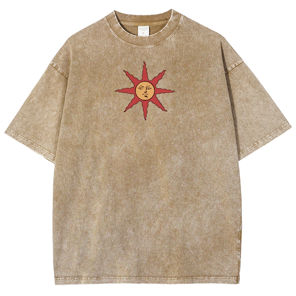 Dark Souls Vintage Wash T-Shirt, Soulsborne Inspired, Video Game Aesthetic, Metal Style