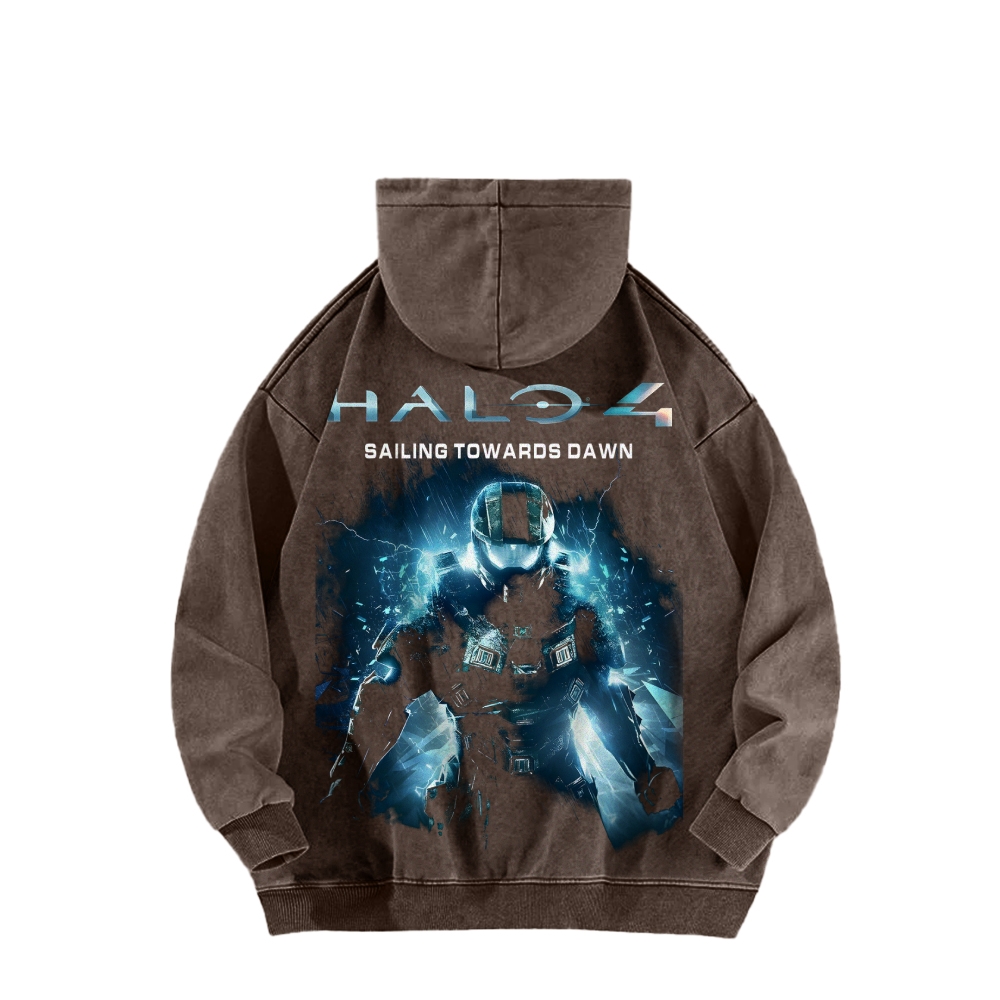 Halo Vintage Casual Washed Hoodie 2507011828