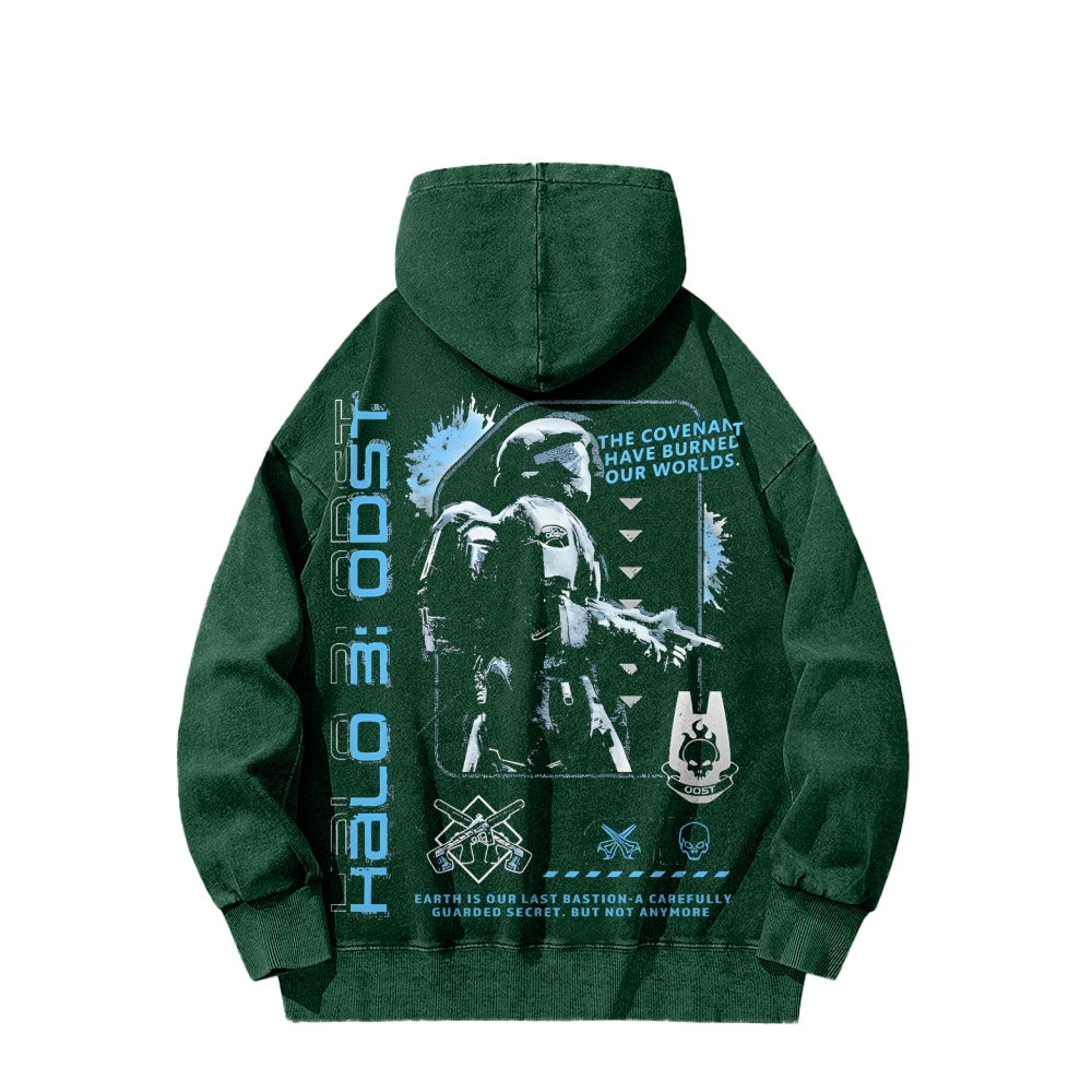 Halo Vintage Casual Washed Hoodie 2507011832