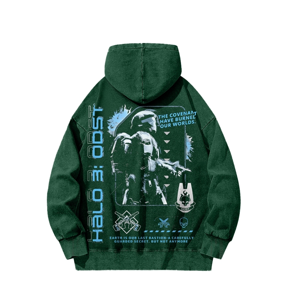 Halo Vintage Casual Washed Hoodie 2507011832