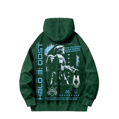 Halo Vintage Casual Washed Hoodie 2507011832