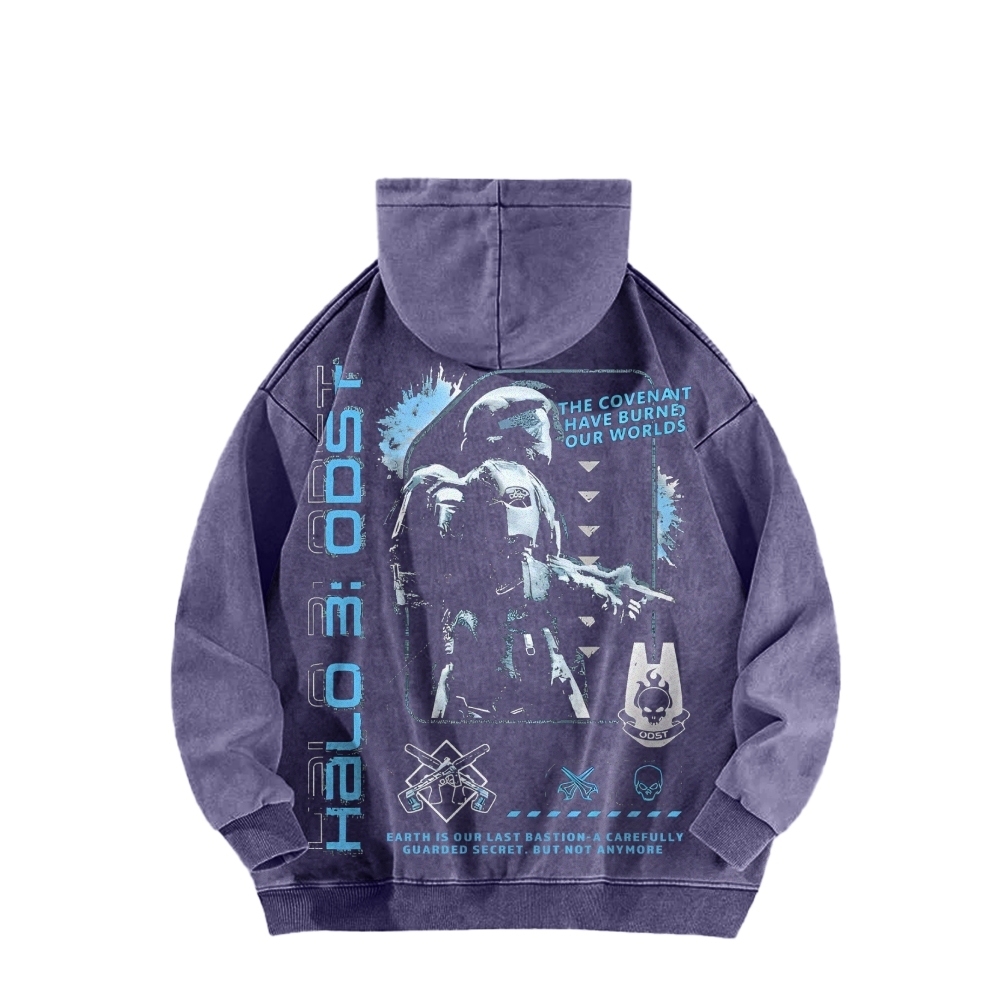 Halo Vintage Casual Washed Hoodie 2507011832