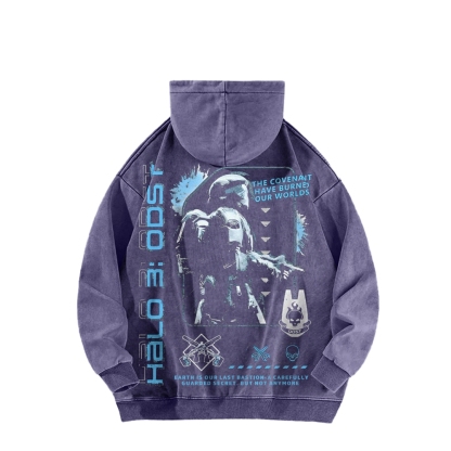 Halo Vintage Casual Washed Hoodie 2507011832