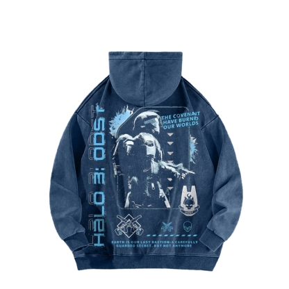 Halo Vintage Casual Washed Hoodie 2507011832