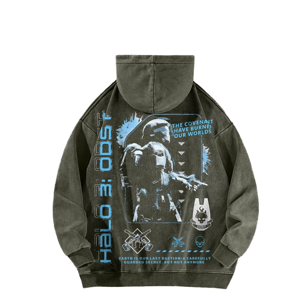 Halo Vintage Casual Washed Hoodie 2507011832