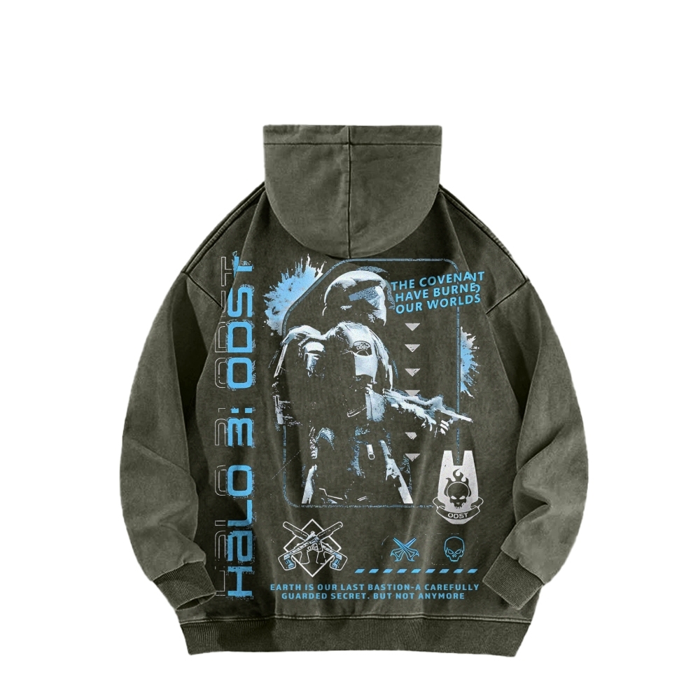 Halo Vintage Casual Washed Hoodie 2507011832