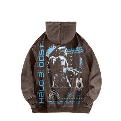 Halo Vintage Casual Washed Hoodie 2507011832