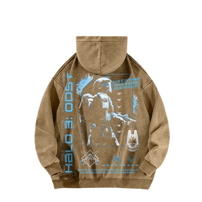 Halo Vintage Casual Washed Hoodie 2507011832