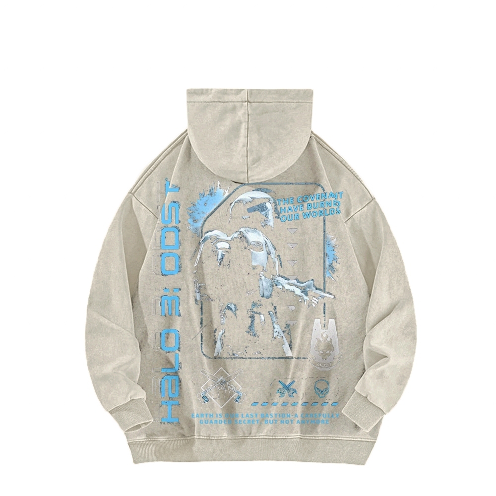 Halo Vintage Casual Washed Hoodie 2507011832