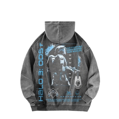 Halo Vintage Casual Washed Hoodie 2507011832