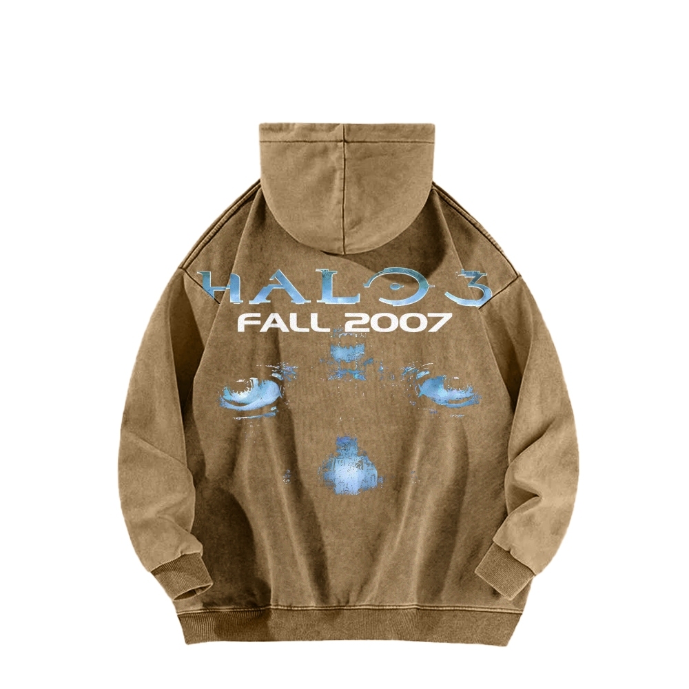 Halo Vintage Casual Washed Hoodie 2507011833