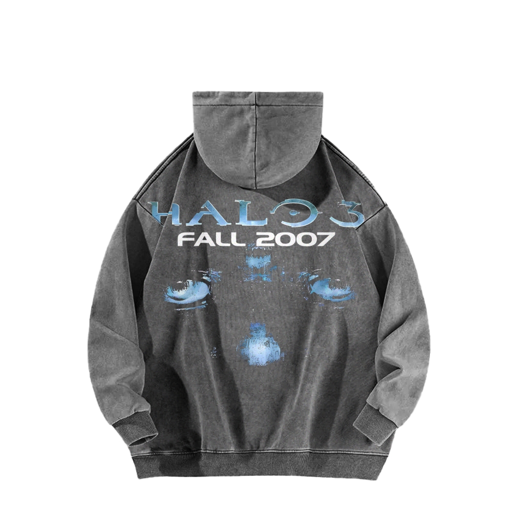 Halo Vintage Casual Washed Hoodie 2507011833