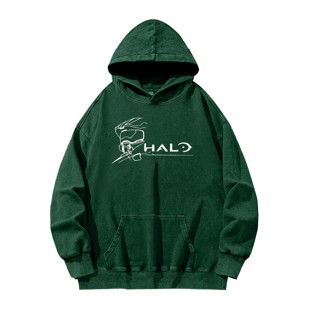 Halo Vintage Casual Washed Hoodie 2507011834