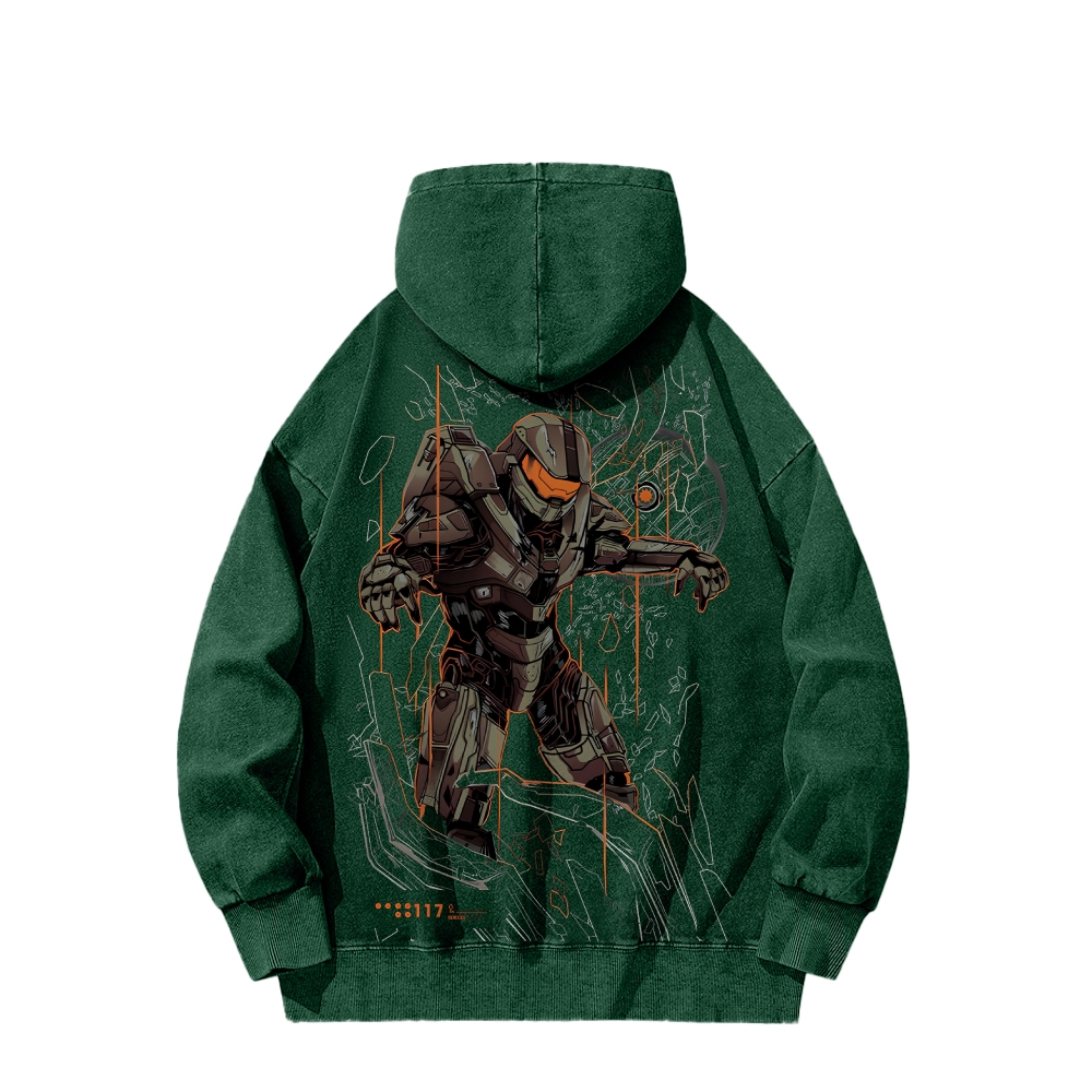 Halo Vintage Casual Washed Hoodie 2507011834