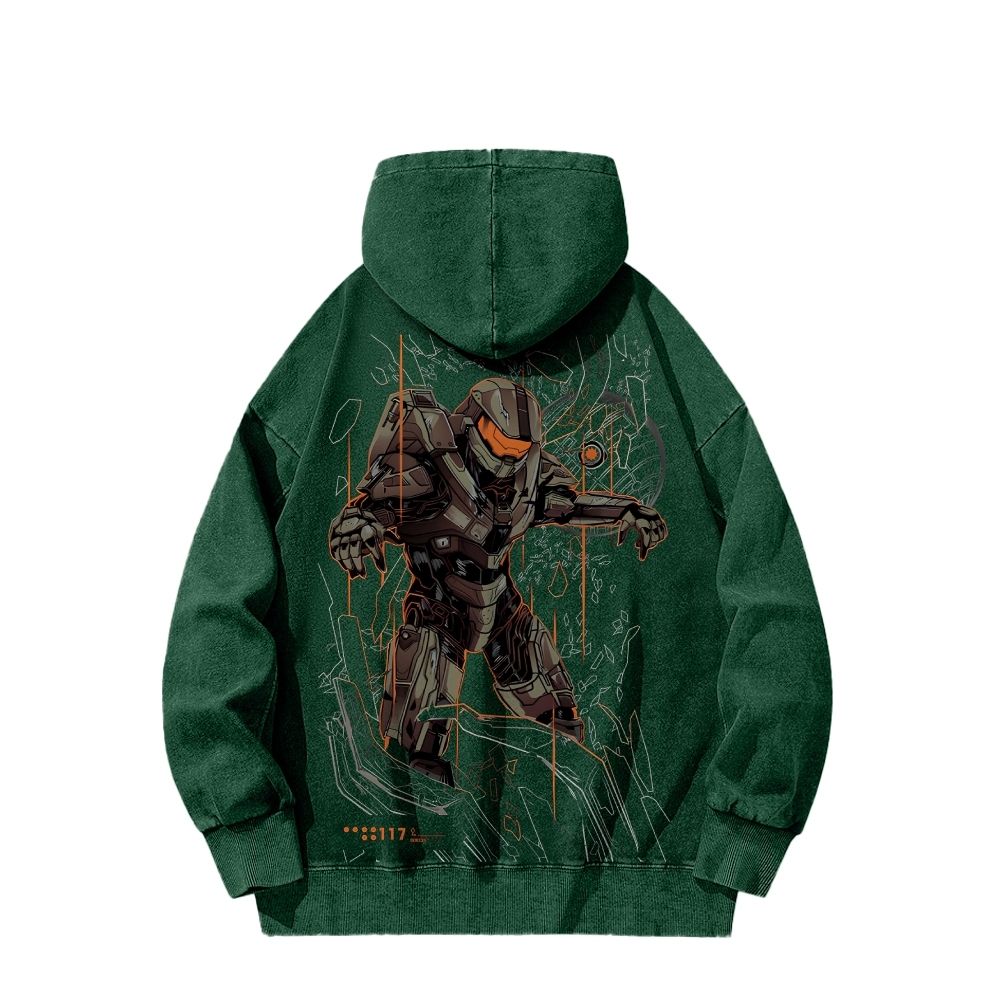 Halo Vintage Casual Washed Hoodie 2507011834