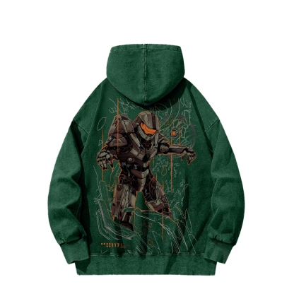 Halo Vintage Casual Washed Hoodie 2507011834