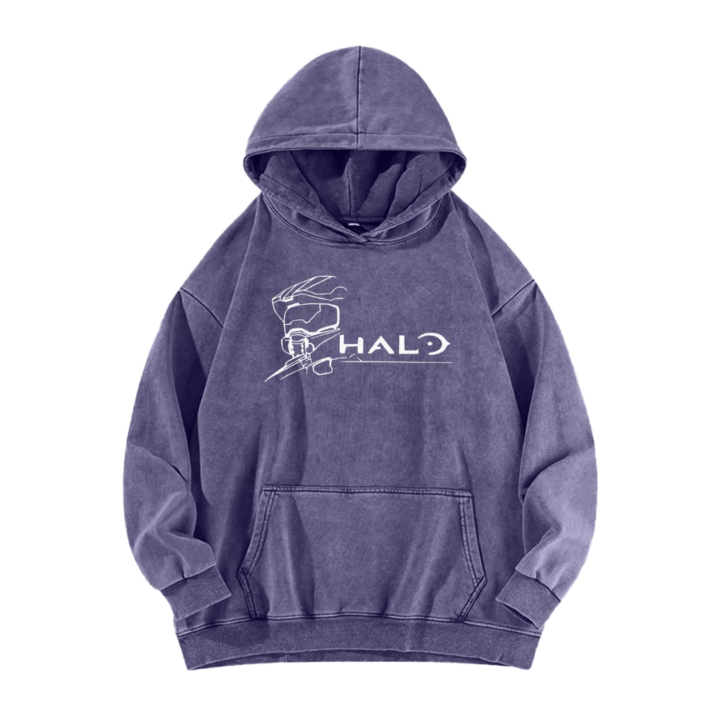 Halo Vintage Casual Washed Hoodie 2507011834