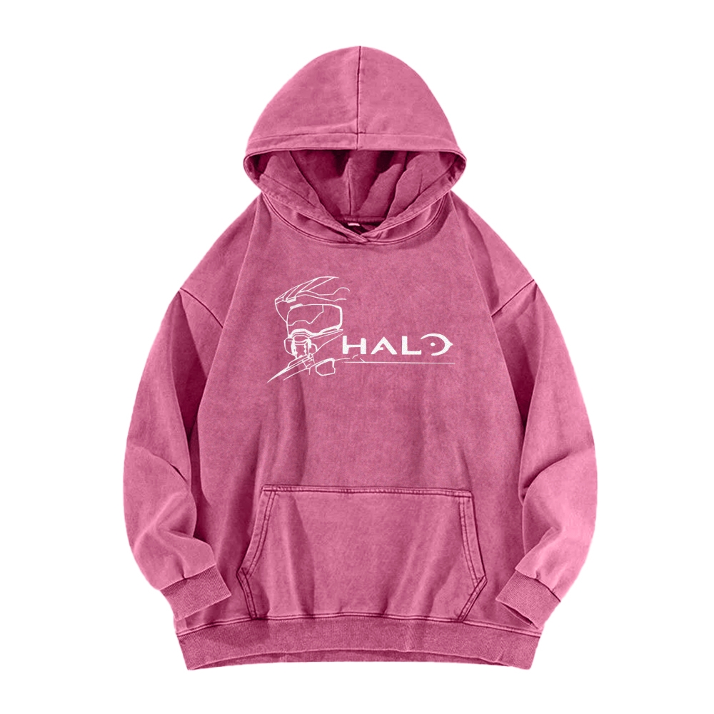 Halo Vintage Casual Washed Hoodie 2507011834