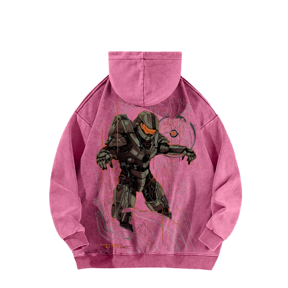 Halo Vintage Casual Washed Hoodie 2507011834